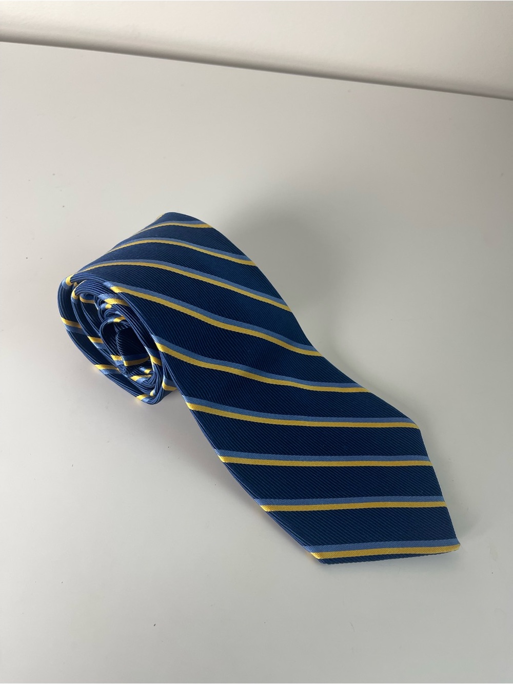Brooks Brothers Blue Silk Tie with Yellow Stripes